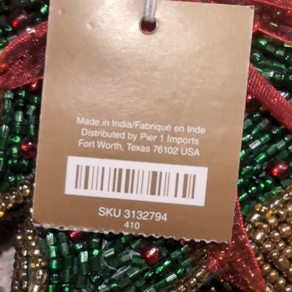 Pier 1 Green and Gold Beaded Christmas Tree Coasters - Picture 9 of 10